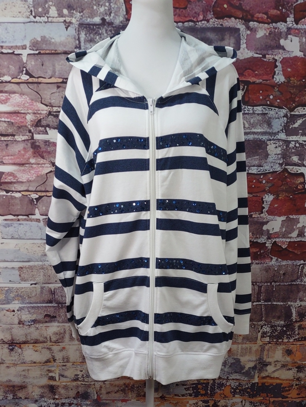 Lane Bryant Embellished Zip Front Hoodie